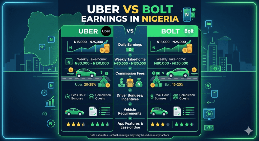 Uber vs Bolt Earnings in Nigeria